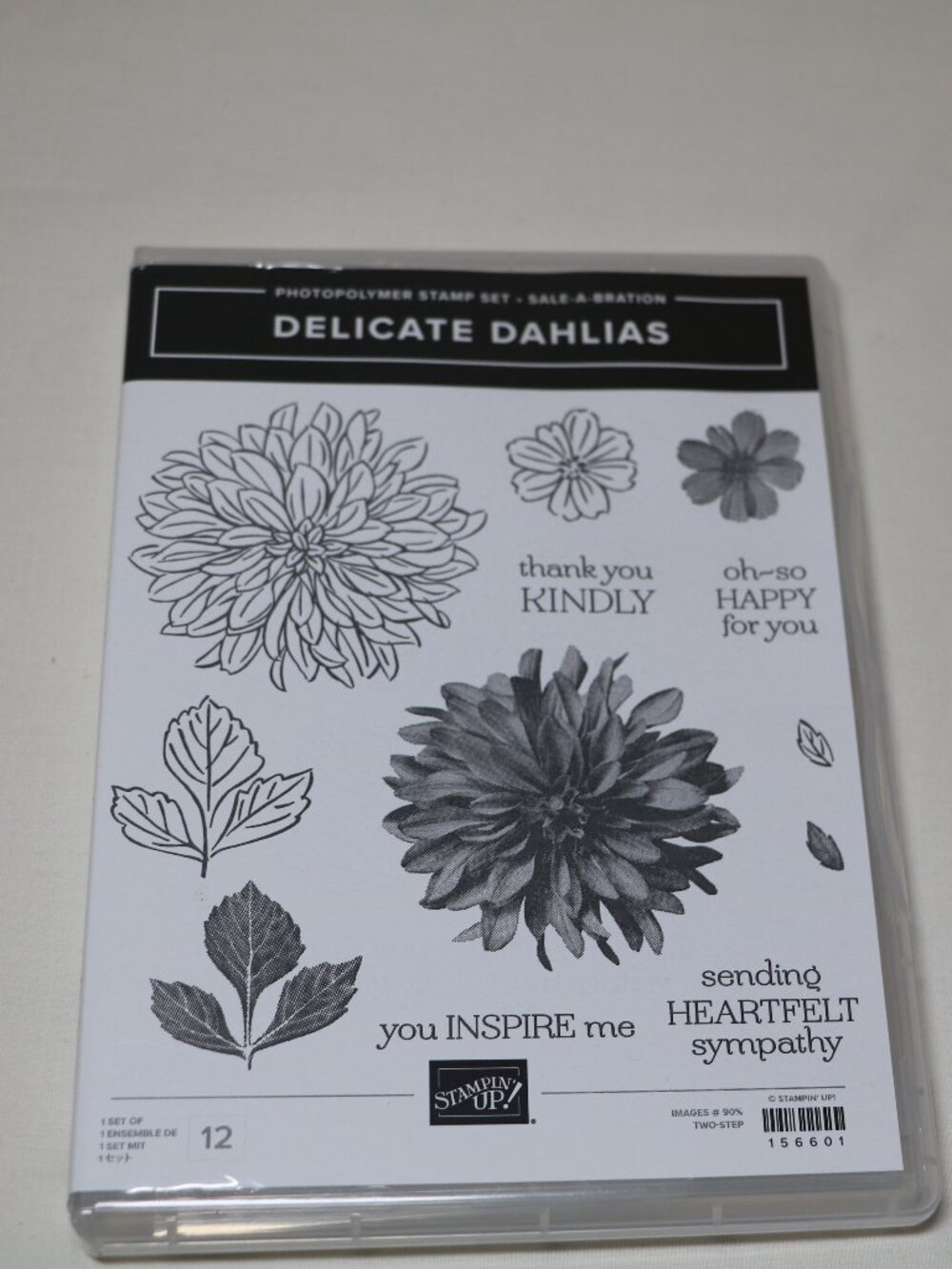 Stampin up Delicate Dahlias 12 piece Photo Polymer clear stamp set NIP